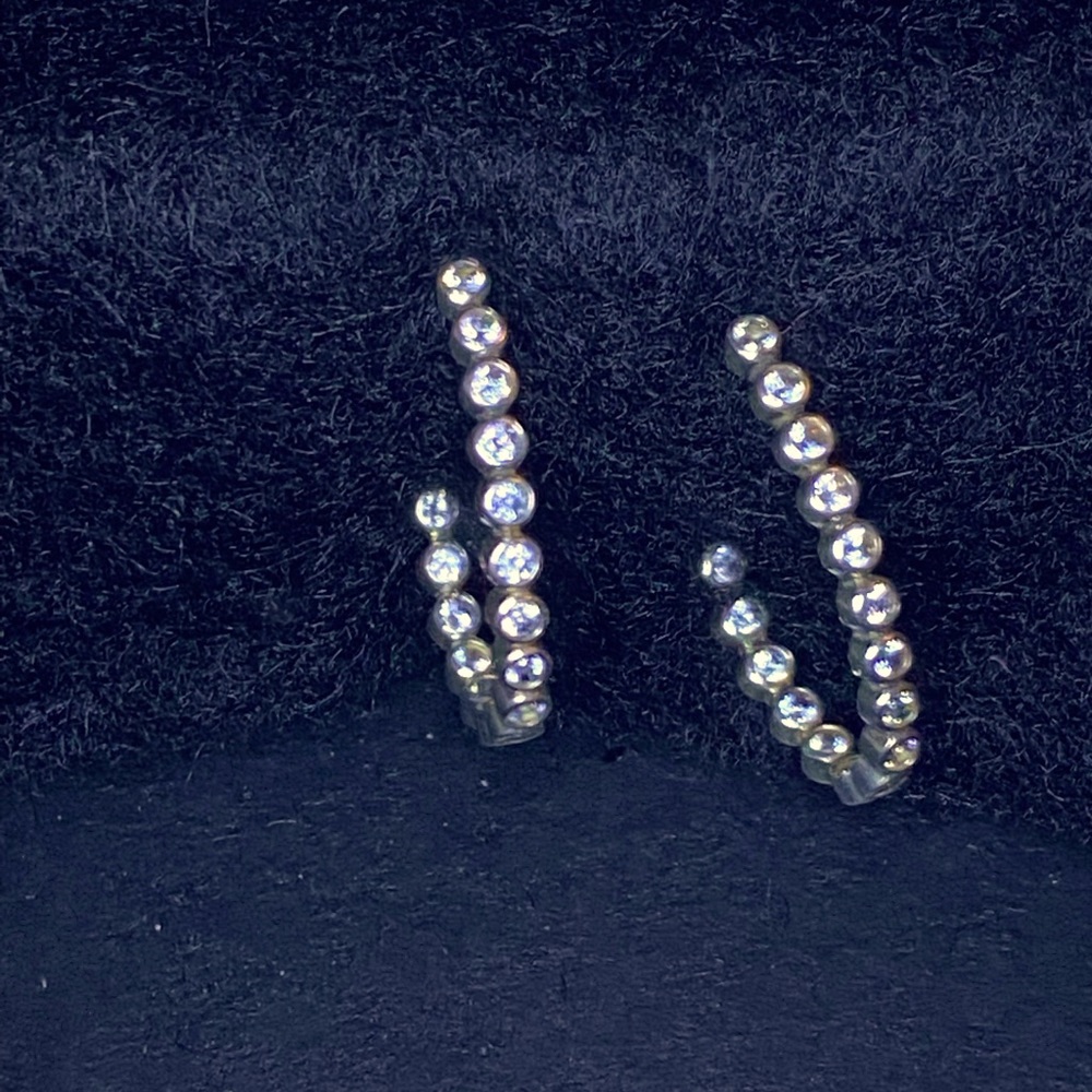 Silpada CZ sterling silver half hoops